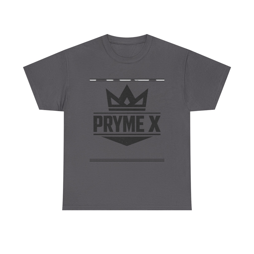 T-Shirt — PRYME X Crown Logo Tee (Streetwear, Minimal Monochrome)