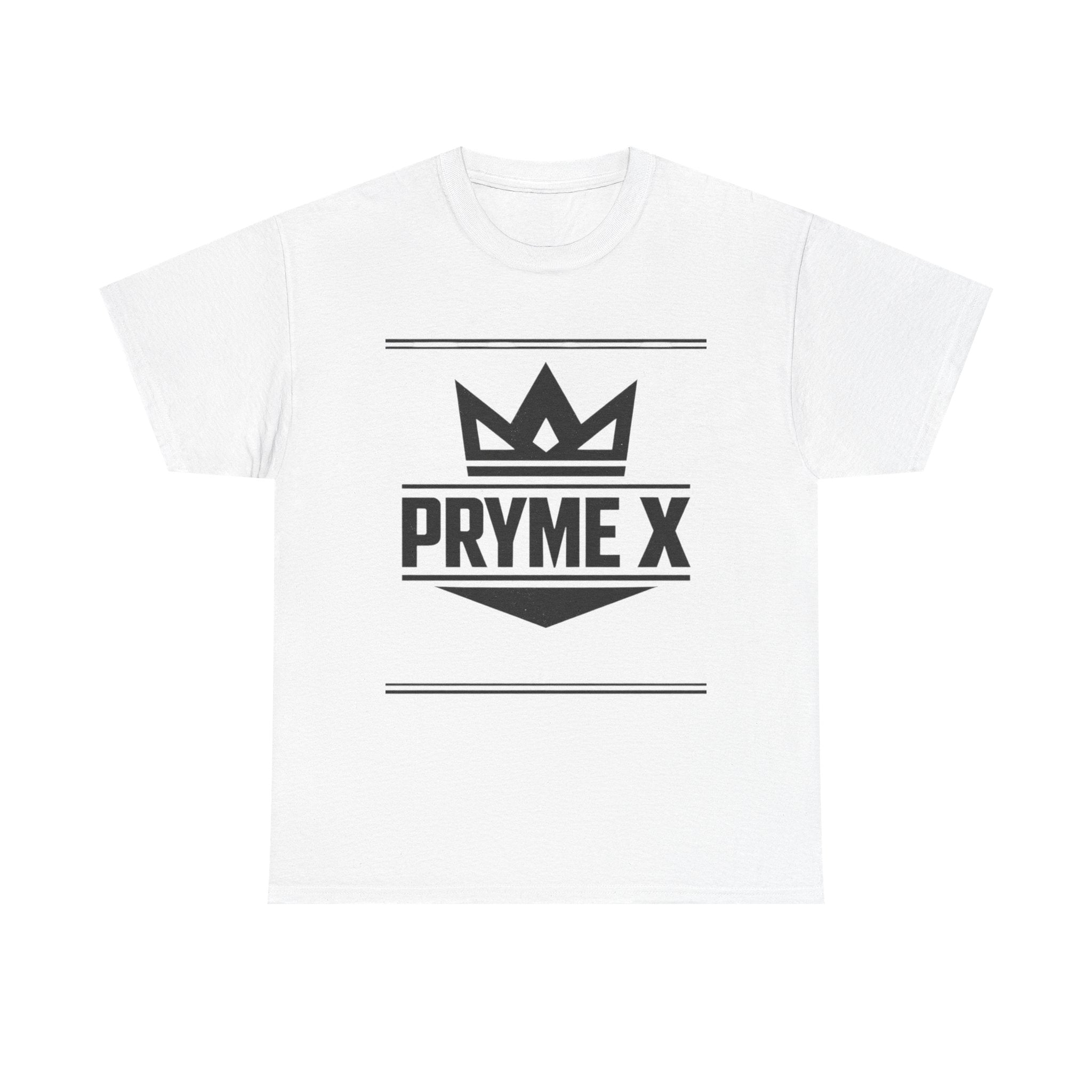 T-Shirt — PRYME X Crown Logo Tee (Streetwear, Minimal Monochrome)