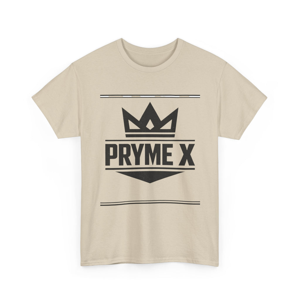 T-Shirt — PRYME X Crown Logo Tee (Streetwear, Minimal Monochrome)