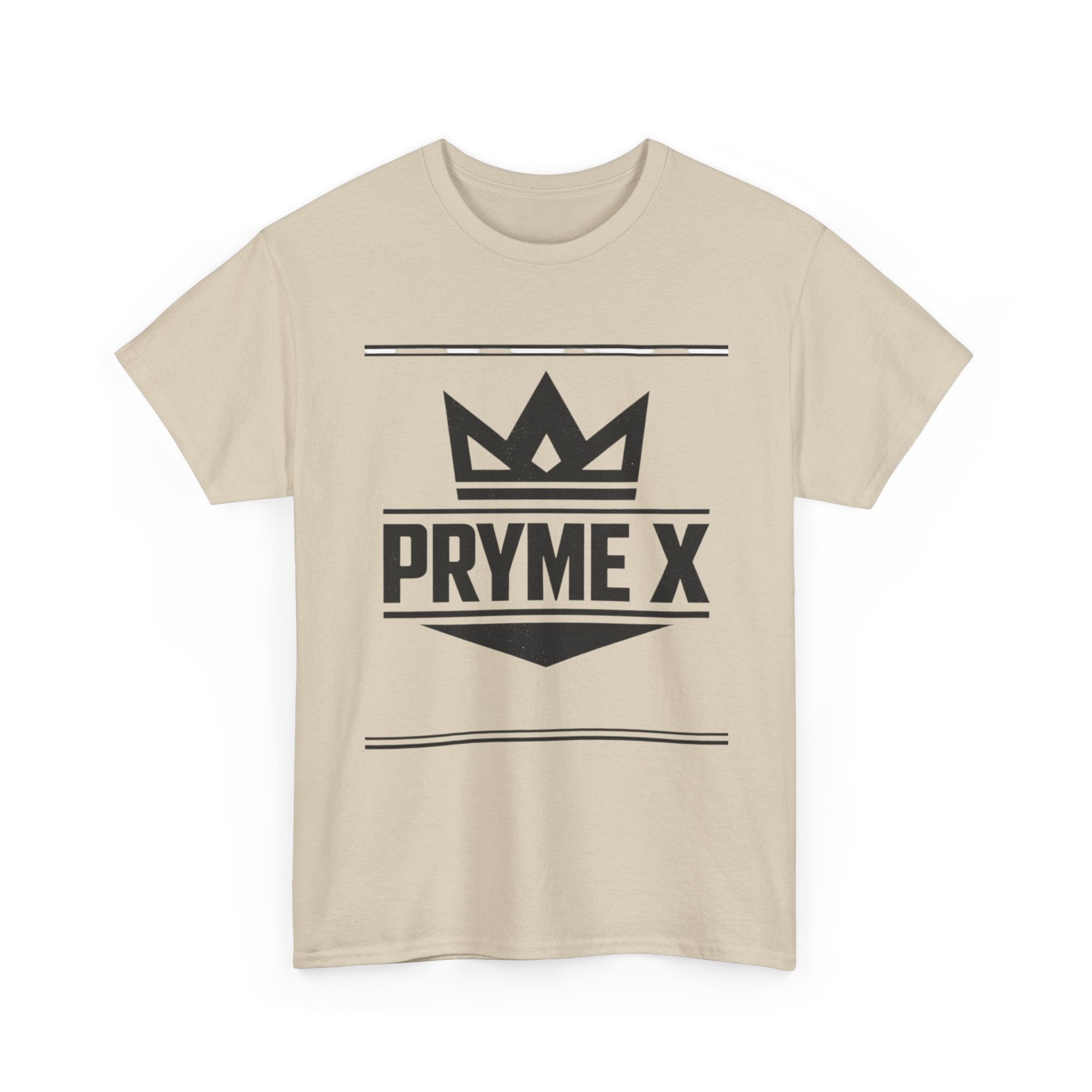T-Shirt — PRYME X Crown Logo Tee (Streetwear, Minimal Monochrome)