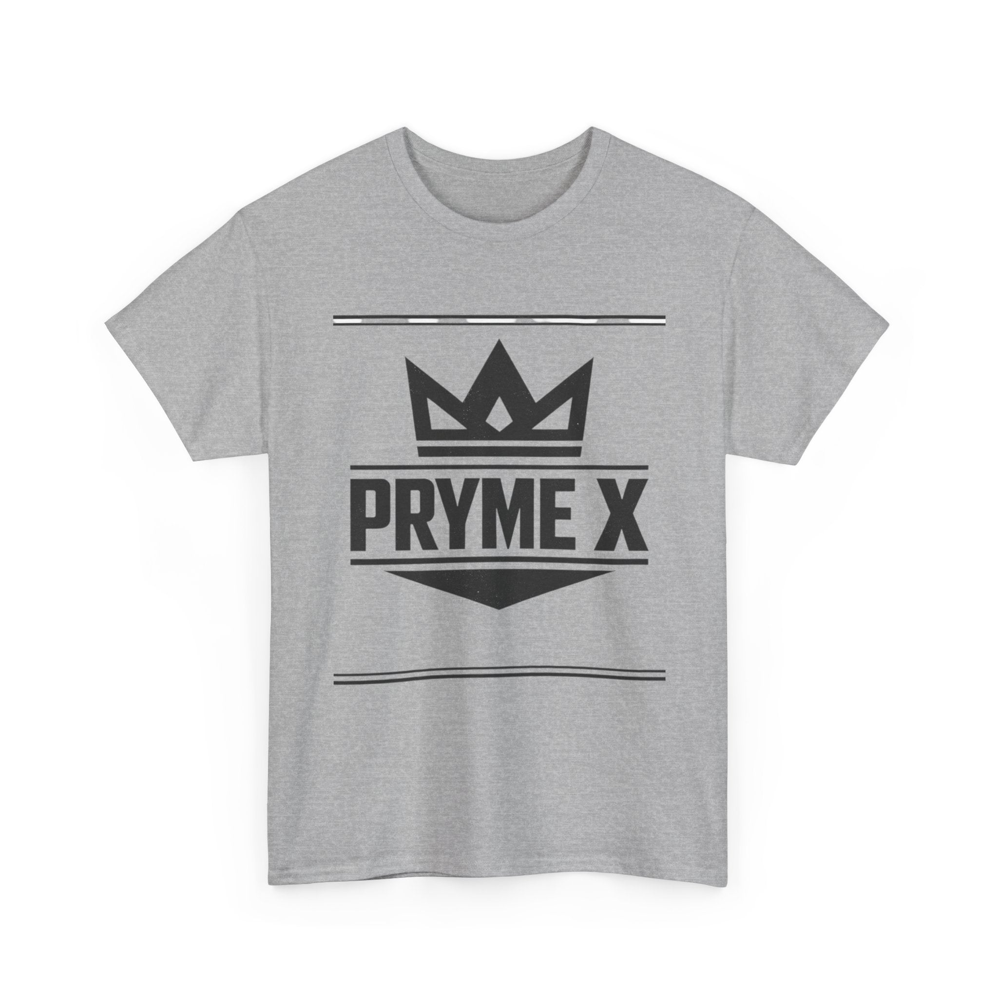 T-Shirt — PRYME X Crown Logo Tee (Streetwear, Minimal Monochrome)