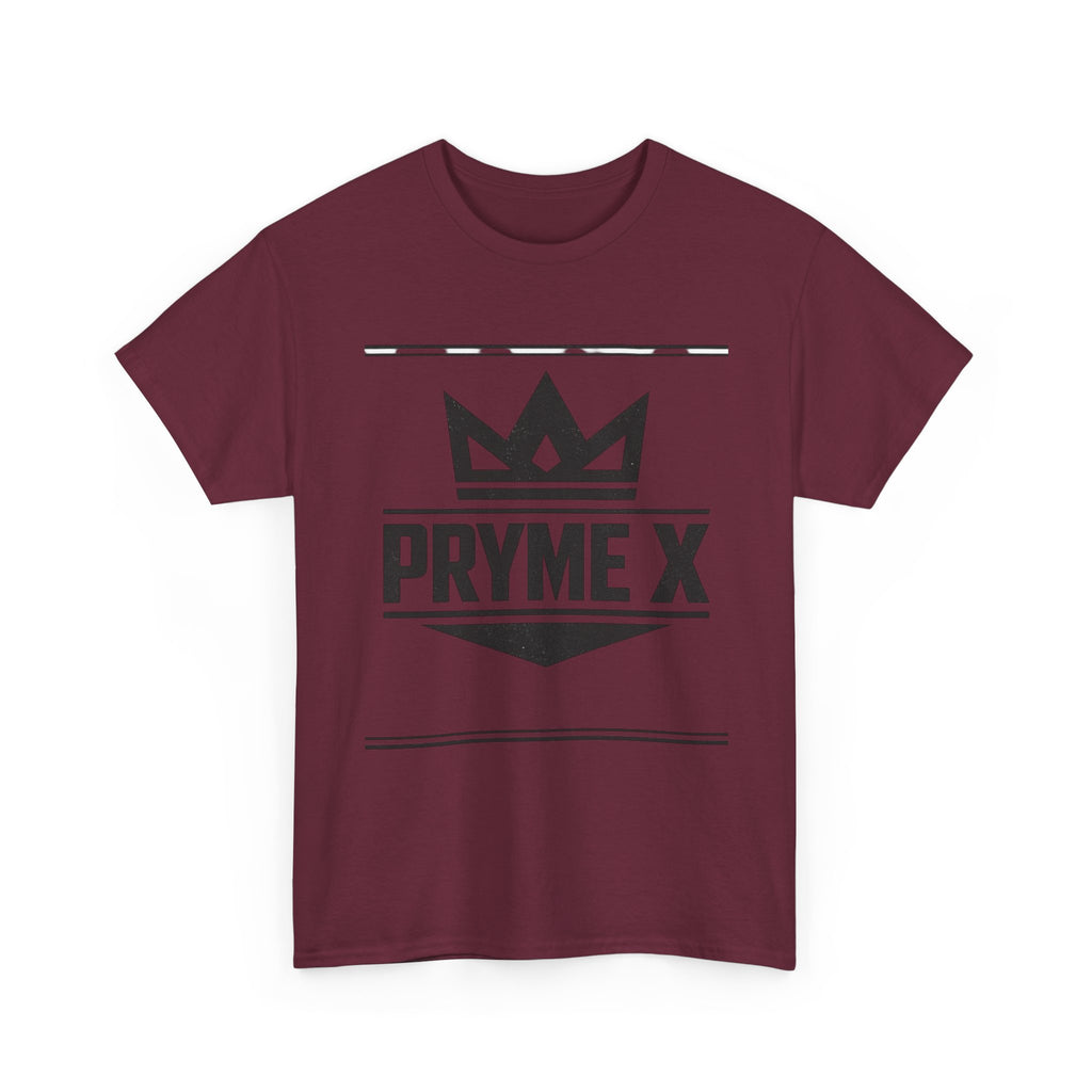 T-Shirt — PRYME X Crown Logo Tee (Streetwear, Minimal Monochrome)