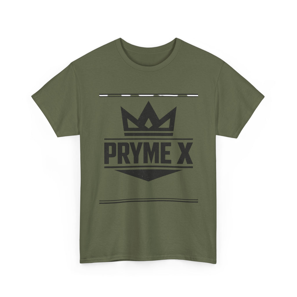 T-Shirt — PRYME X Crown Logo Tee (Streetwear, Minimal Monochrome)