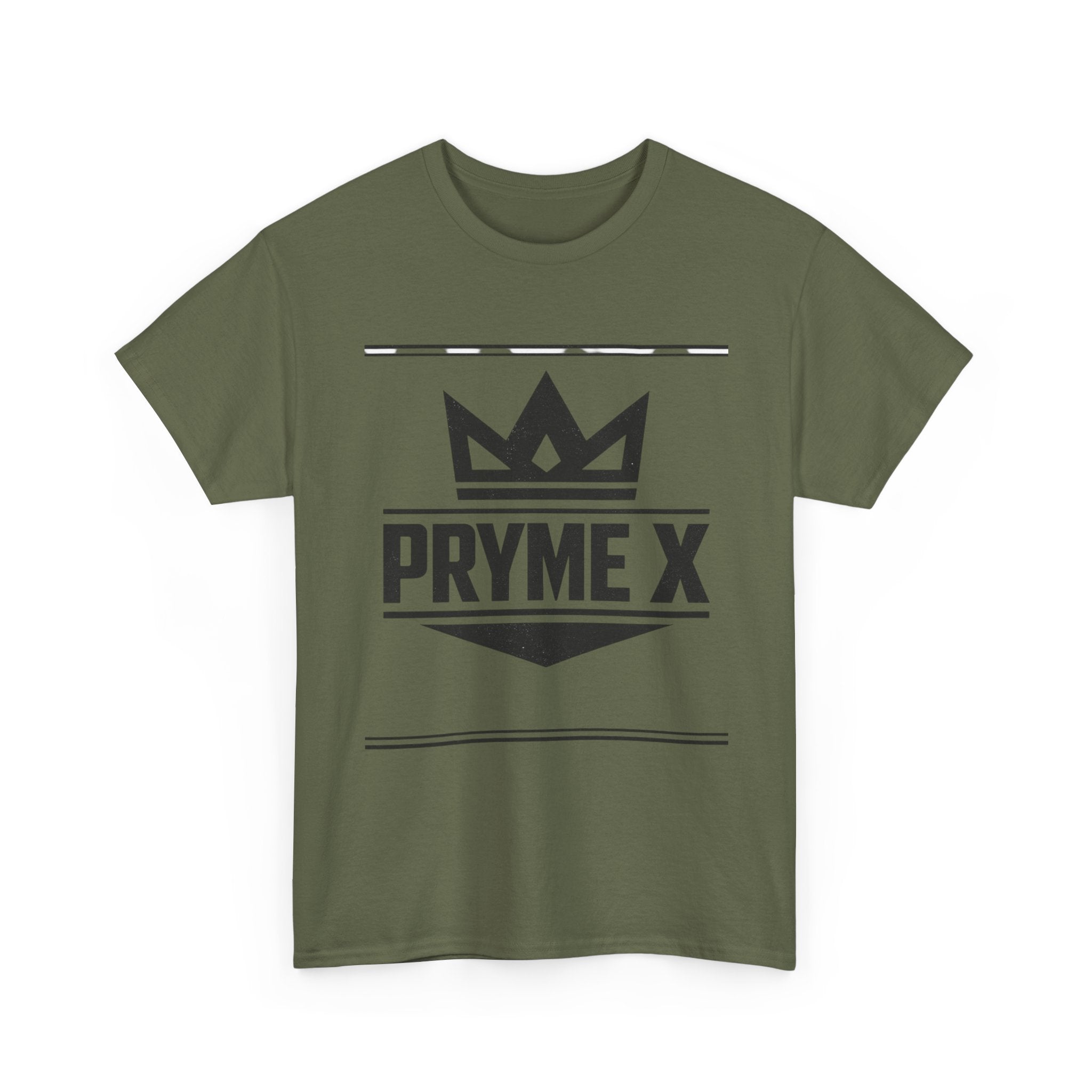 T-Shirt — PRYME X Crown Logo Tee (Streetwear, Minimal Monochrome)