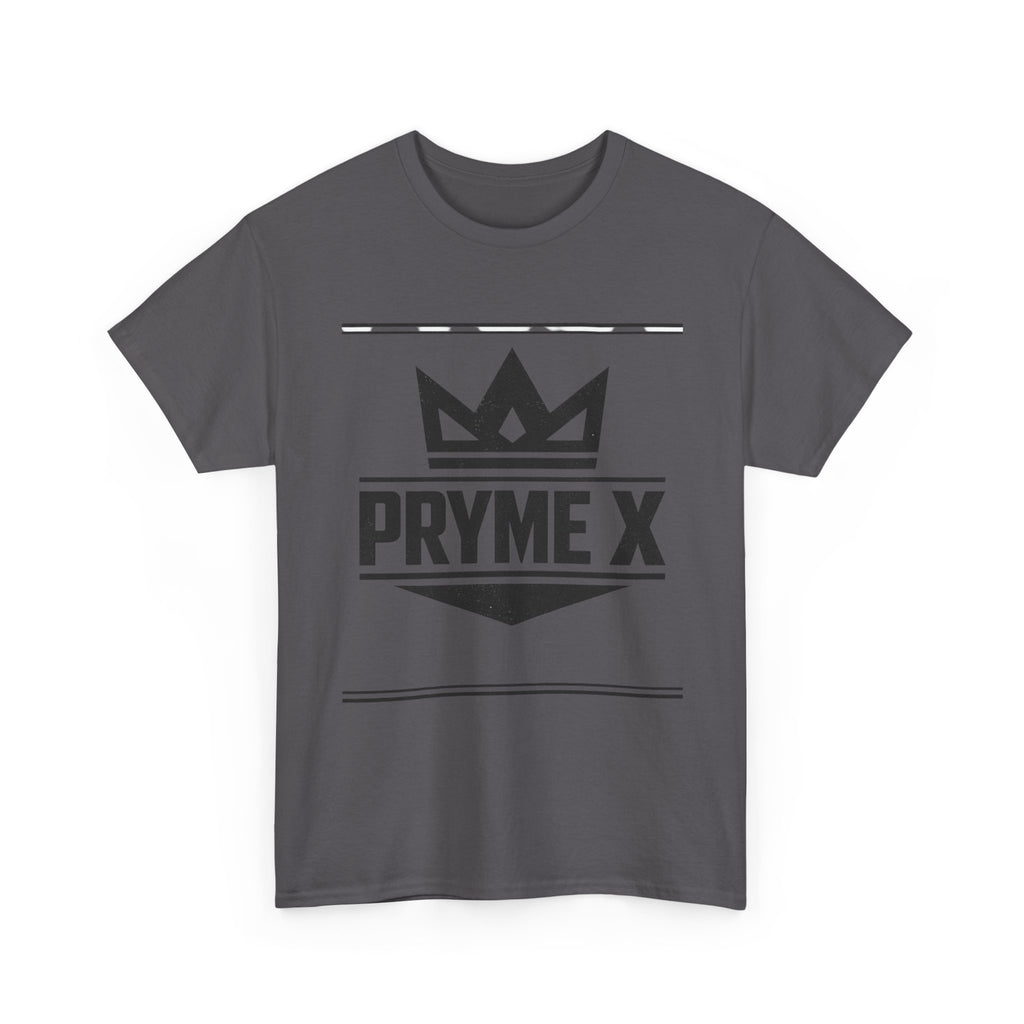 T-Shirt — PRYME X Crown Logo Tee (Streetwear, Minimal Monochrome)