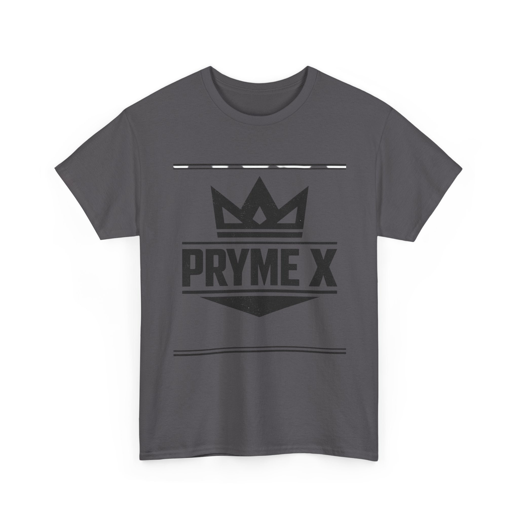 T-Shirt — PRYME X Crown Logo Tee (Streetwear, Minimal Monochrome)
