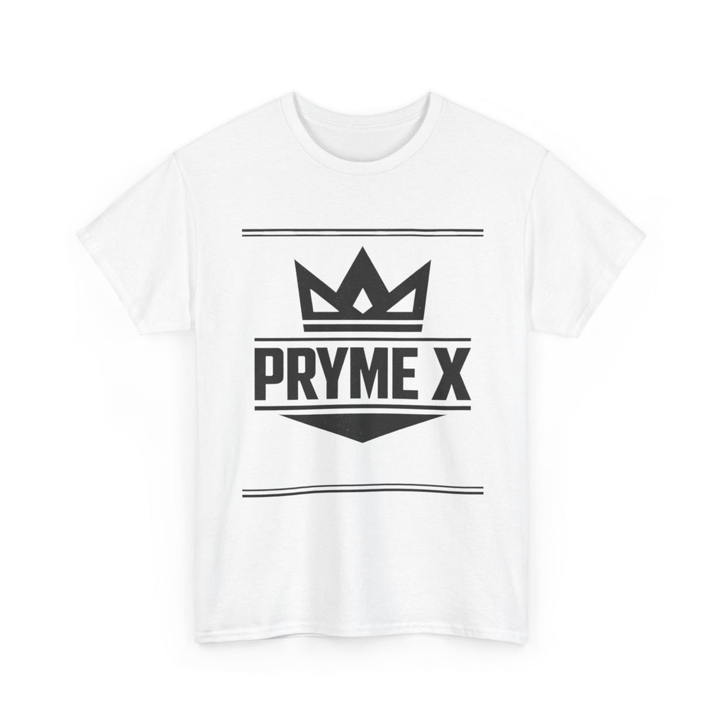 T-Shirt — PRYME X Crown Logo Tee (Streetwear, Minimal Monochrome)
